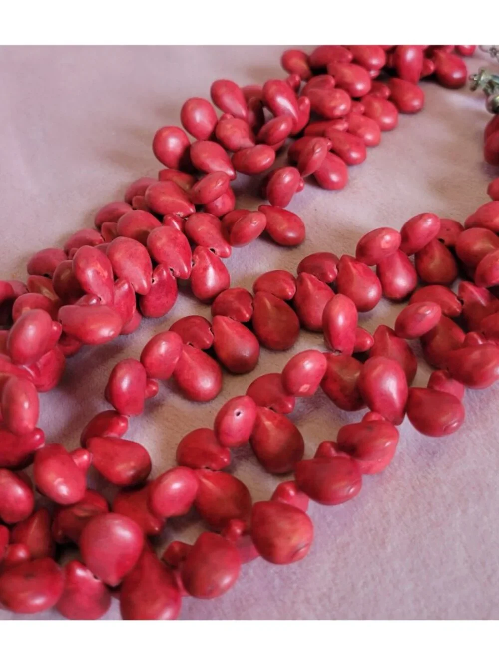 Heavy Red Dyed Faux Coral Look Layered Chunky Beaded Choker Style Necklace N1A